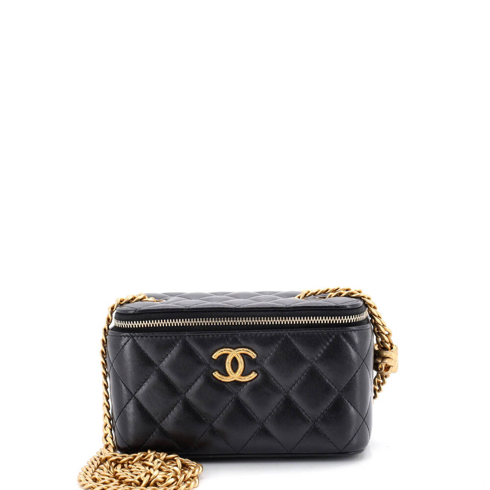 Chanel Small All Slide Long Vanity Case with Chain Quilted Lambskin